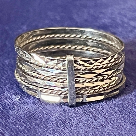 Sterling Silver Multi Band Seven Band Ring - Picture 4 of 8
